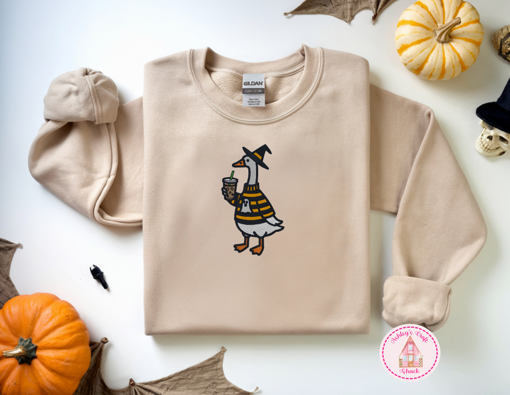 Embroidered Witchy Goose Sweatshirt