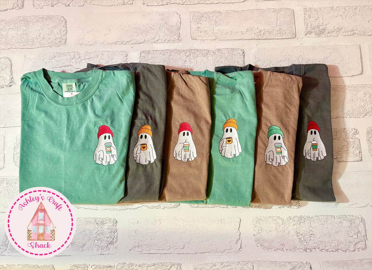 Embroidered Coffee Ghost Tee Shirt