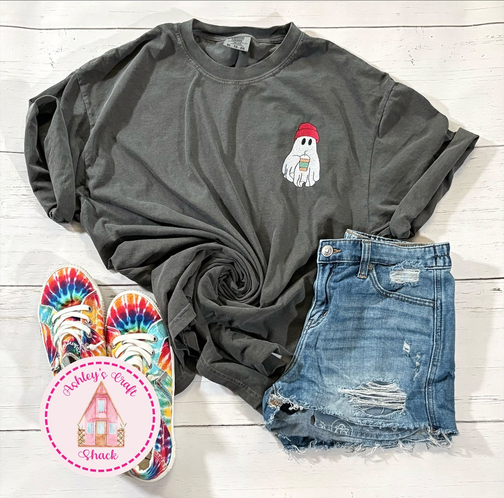 Embroidered Coffee Ghost Tee Shirt